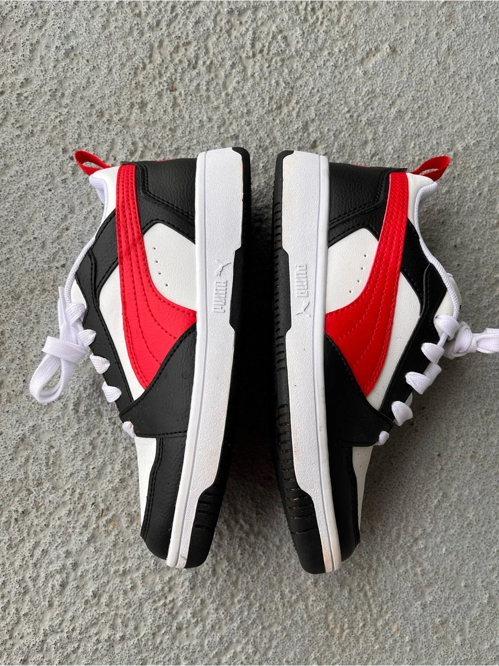 Puma Kids Black, White & Red Low-Top Sneakers